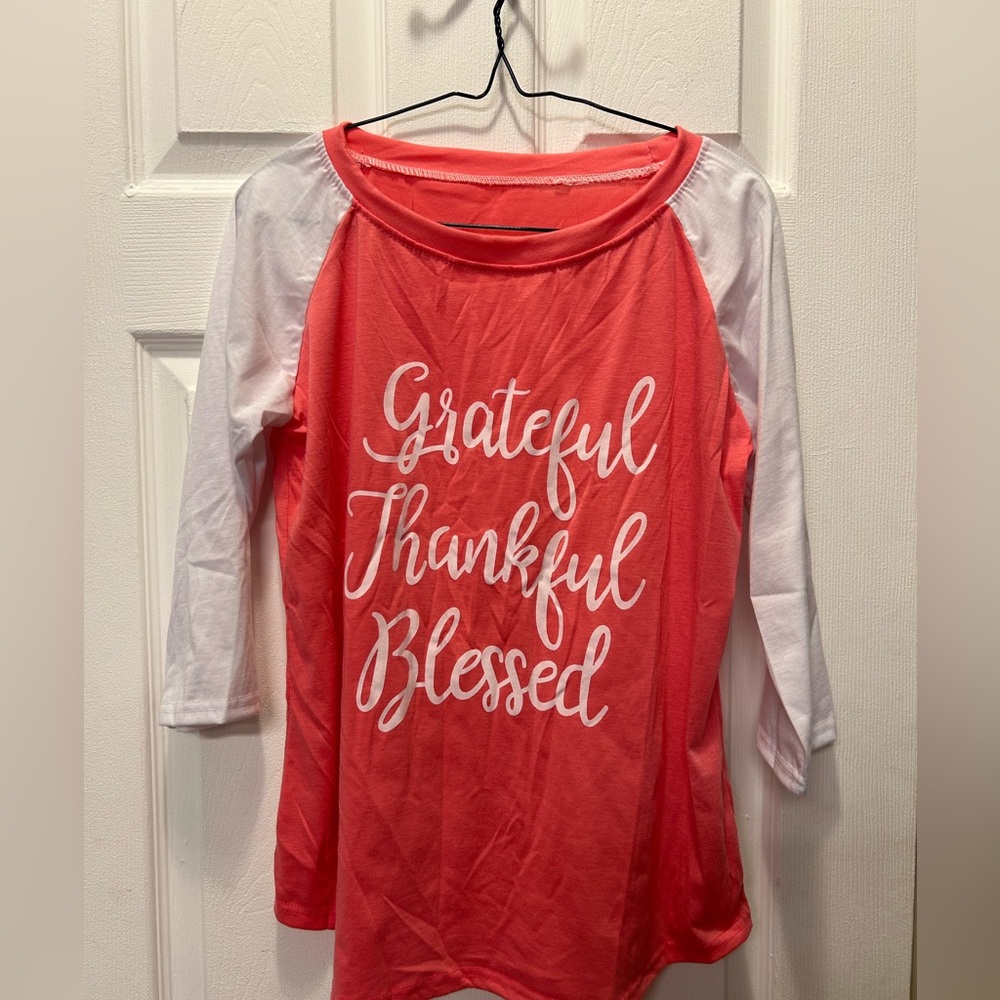 Grateful‎ Thankful Blessed womens shirt large